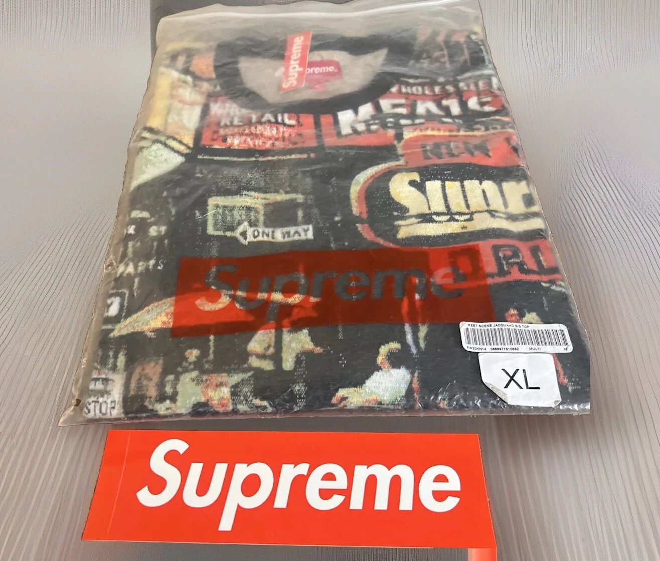 TOP JACQUARD S/S SUPREME STREET SCENE TAILLE XL MULTICOLORE FW20 & AUTOCOLLANT BOGO NEUF