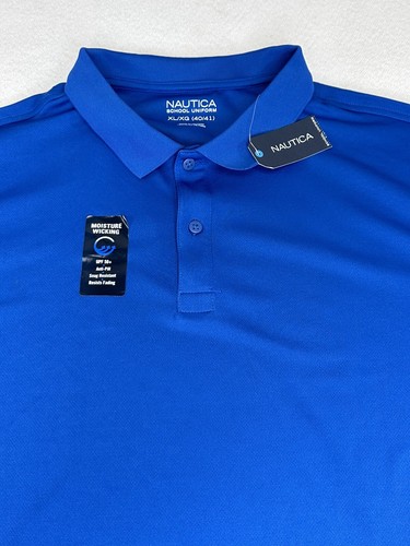 NWT Nautica Boys School Uniform Polo Shirt SS Royal Blue Size XL (40/41) - Afbeelding 1 van 10