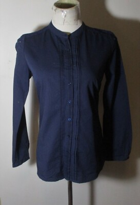 CORTEFIEL Blue Long Sleeve Lace Trim Shirt Size 4 US NWT