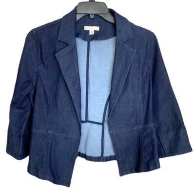 Est. 1946 Womens Blue 3/4 Sleeve Collared Denim Jacket Size M Streetwear Grunge