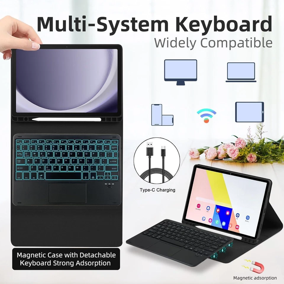 Touchpad Keyboard Case For Samsung Galaxy Tab S10 FE S9 FE 10.9 S9 S8 S7 11 inch - Image 3 of 4