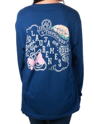Lauren James Dress Up Touchdown Long Sleeve Sweet Tee Estate Blue Multiple  Sizes