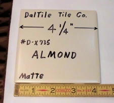 1 pc. Matte Almond:  4-1/4" Ceramic Tile by Daltile Co.   New Old Stock: Mint