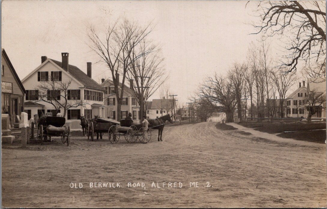 Old Berwick Road, ALFRED, Maine Real Photo Postcard Eastern
