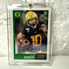 Justin Herbert Signed 2020 Score Rookie Card 362 Oregon Ducks Autographed. rookie card picture