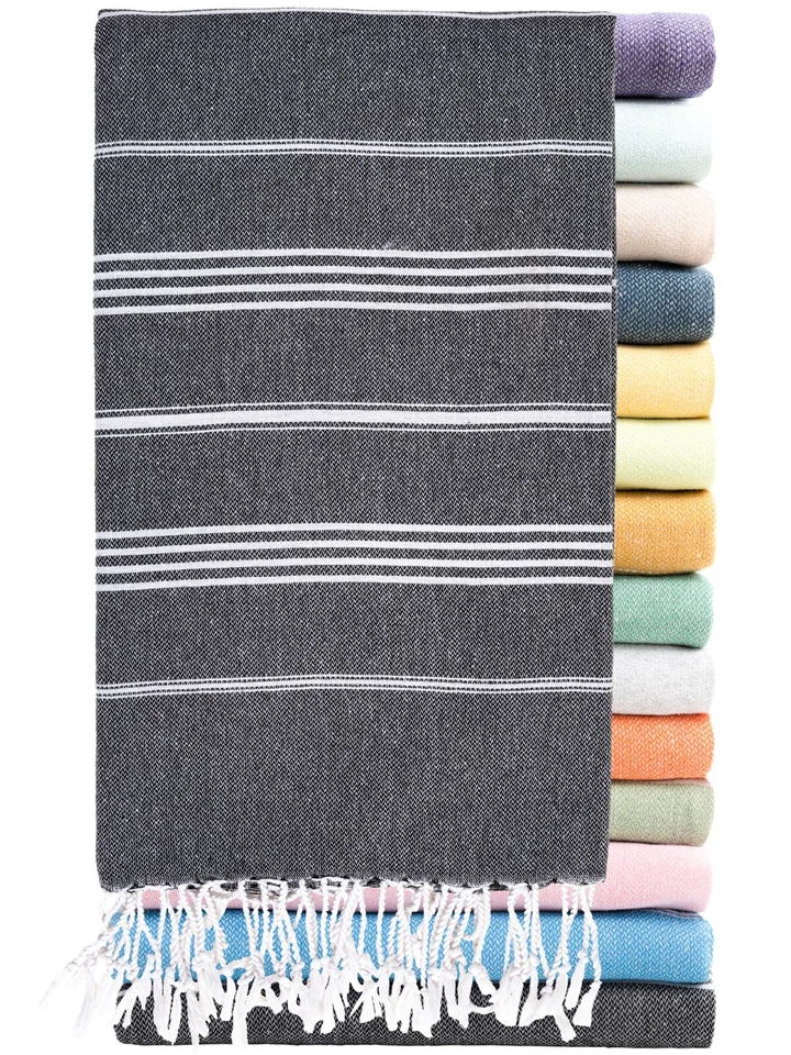 LUJO PLAYA-BAÑO TURCO PESHTEMAL TOALLA 100% ALGODÓN-ORGÁNICO AUTÉNTICO VENDEDOR DE EE. UU. Foto 2 de 4