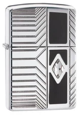 Zippo Armor Lighter With Swarovski Crystal & Black Enamel, 29669, New In Box