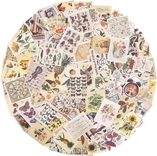 200Pcs Junk Journal Supplies, Vintage Scrapbook Stickers Journal for Scrapbookin