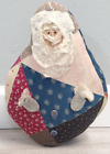 1990 Antique Crazy Quilt Primitive Connie Dorrance Rolypoly Santa Christmas Doll