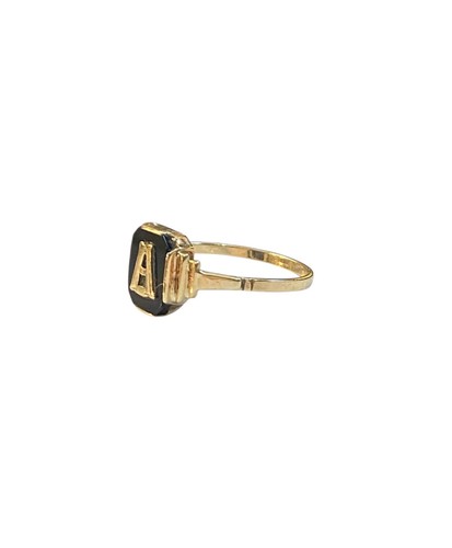 9ct Vintage Initialen Ring A mit Onyx Ring Gr. Q 1/2 - Bild 9 von 9