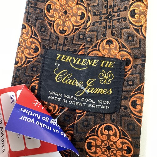Vintage Claire James Brown & Orange Terylene Tie - Picture 5 of 5