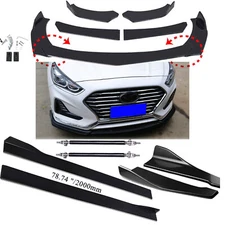 Front Bumper Chin Lip Splitter Spoiler Body Kit+Strut Rods For Hyundai Sonata