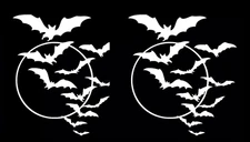 Flying Bats Two 5 White Vinyl Decals Car Truck Windows laptop notebook Tablet