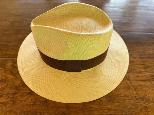 Panama Bologne pre-owned Men's Hat, 100%Cellulose,size 55 (6" 7/8),16 weaves/in - Picture 2 of 8