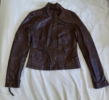 Celebrity Pink Women Brown Faux Leather Motorcycle Jacket Sz Small