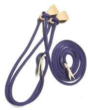 mecate rein yacht rope purple 5/8" w/natural, black or brown slobber straps