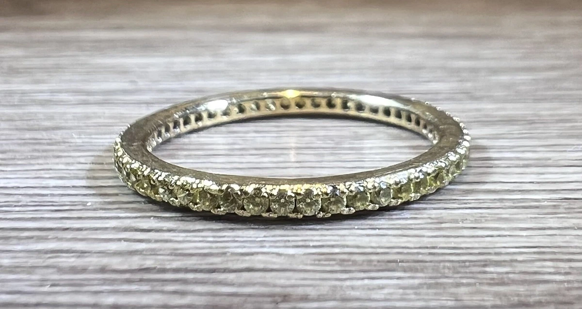 Vintage Designer Hidalgo Gold Plated Pave Yellow CZ Thin Band Ring