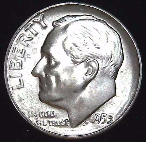 1955-S 10C Roosevelt Dime BU 90% Silver 26owt0117-3