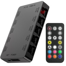 10-Port ARGB PWM Fan Hub Controller - Magnetic Mount 5V/3PIN RGB PC Fan Hub...