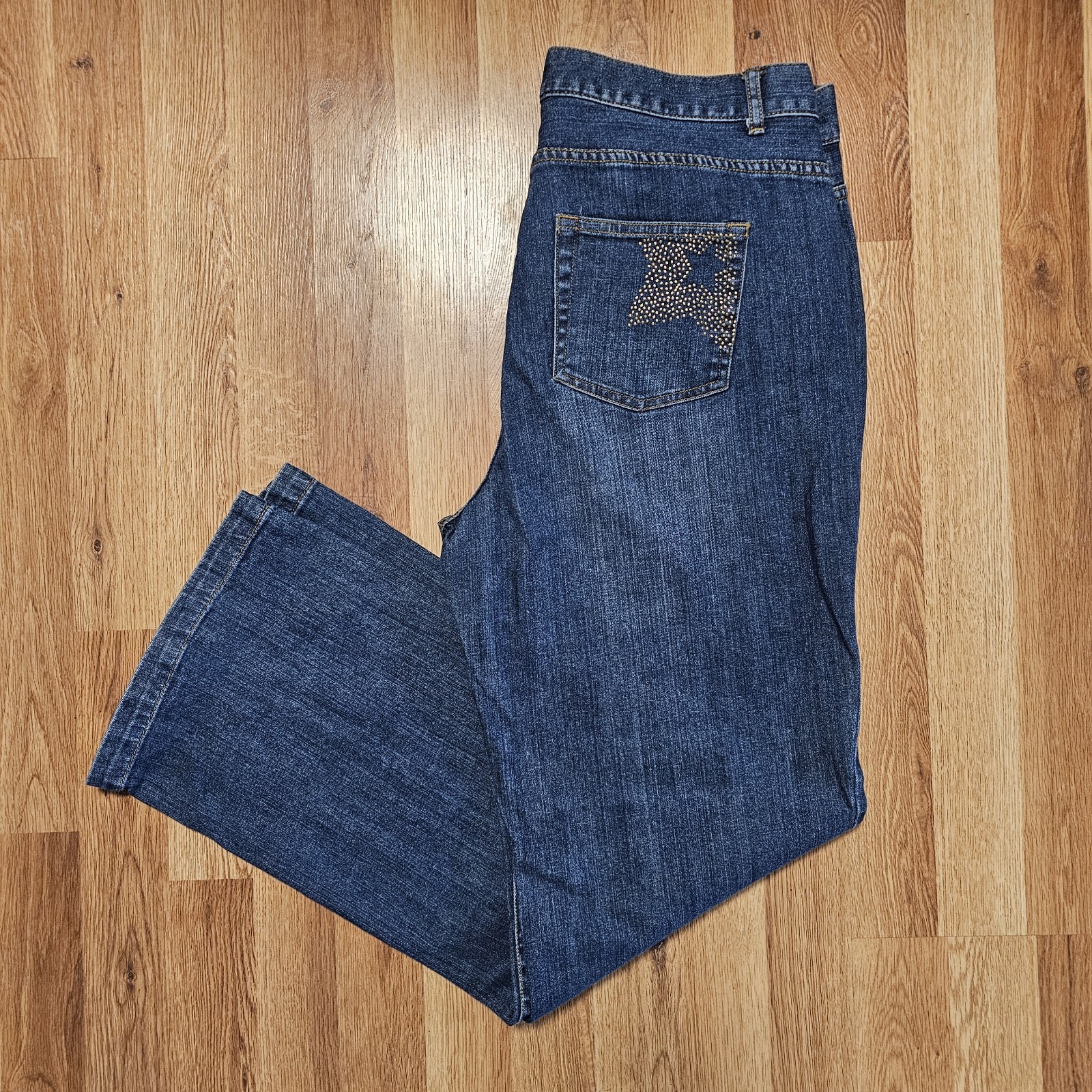 Christopher & Banks Womens Stretch Jeans Sz 12 Studded Pockets Straight Mid Rise