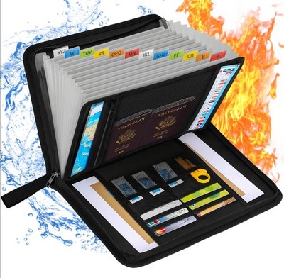 Fireproof Accordion File Organizer,13 Pockets Expanding File Folders with Zip...