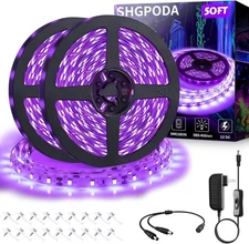 50Ft/15M LED Black Light Strip Kit, 900 Units Lamp Beads, 385Nm-400Nm, 12V Flexi