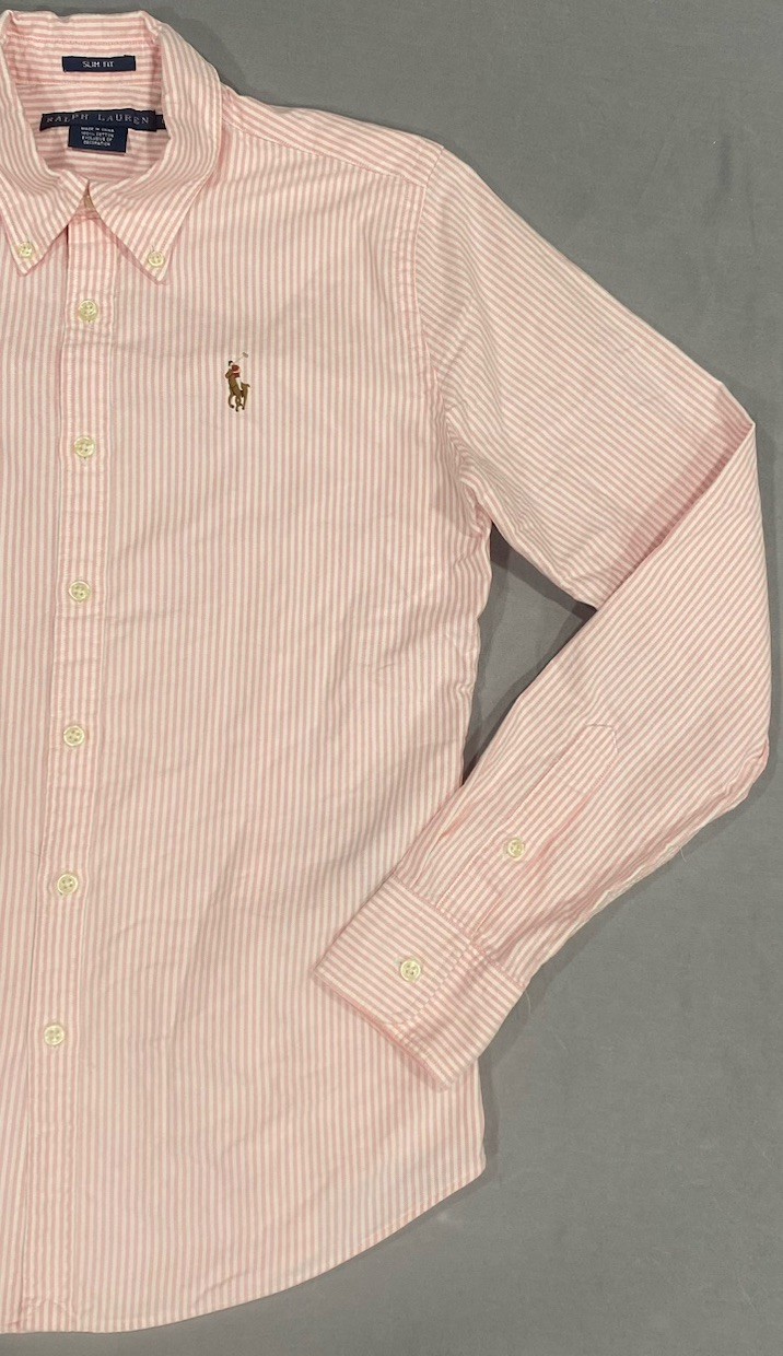 Ralph Lauren Womens Shirt 6 Pink Pinstripe Oxford Slim Fit Preppy Old Money City thumbnail 2