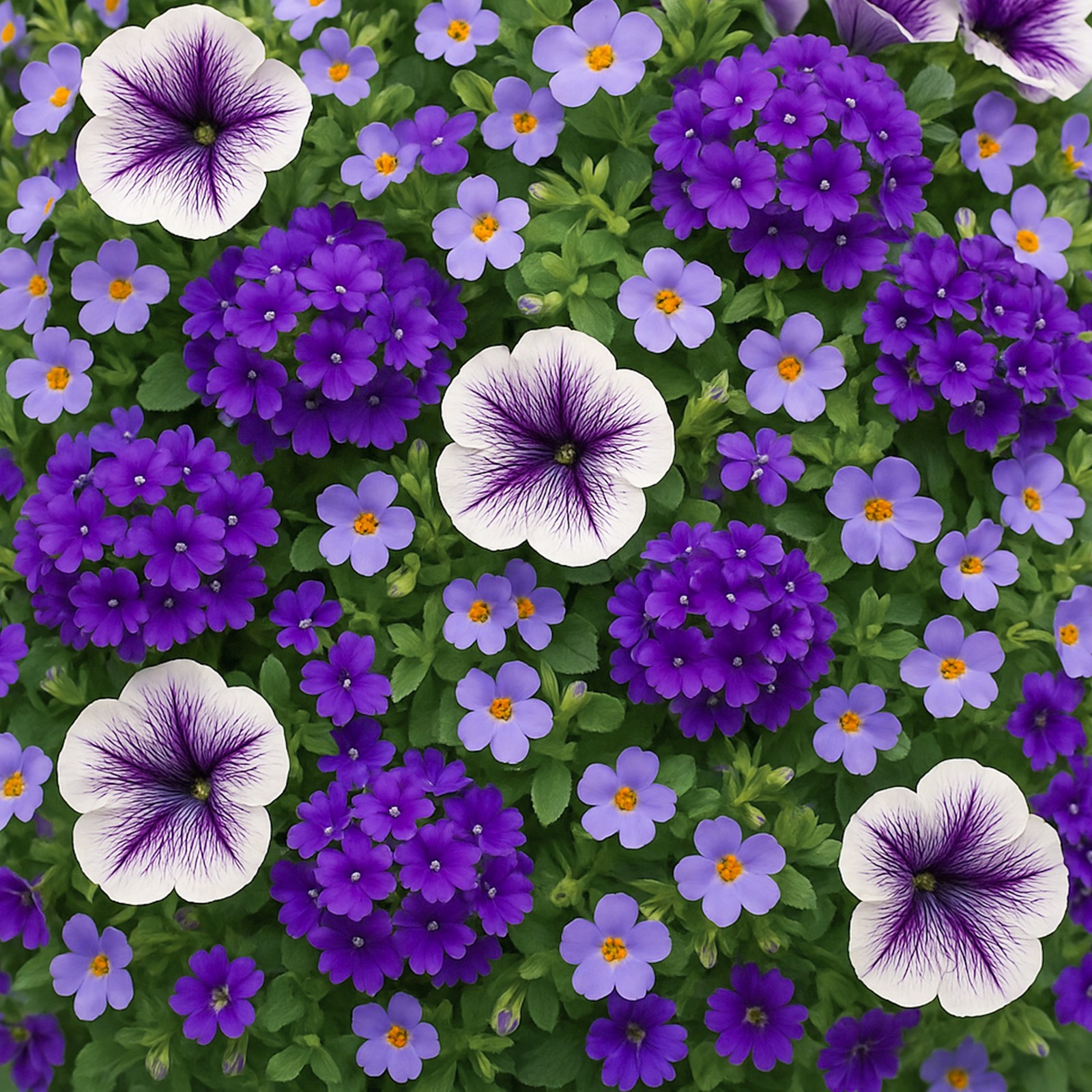 Purple Joy Trio of Hanging Basket Plants - Summer Blooming Flower Mix (13cm Pot)