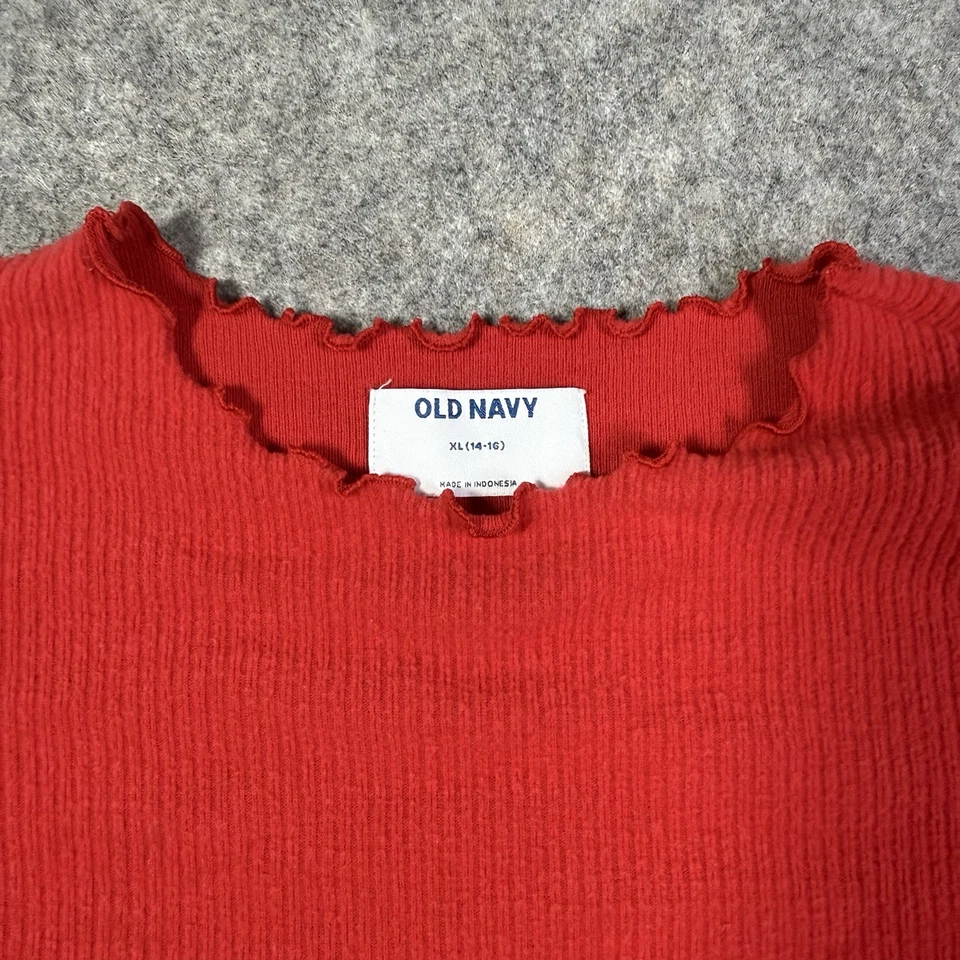 Suéter de manga larga tejido acanalado cuello redondo azul marino antiguo para niña talla XL (14-16) rojo Foto 3 de 4