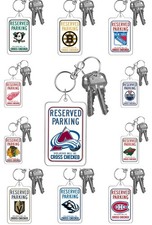 NHL Hockey Reserved Parking Violators Will Be Cross Checked Funny Photo Keychain