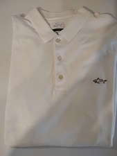 Greg Norman White Polo Shirt Men's XL Short Sleeve Shark Logo