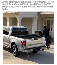 For 2002-21 Dodge Ram 1500 2500 3500 6.4ft Soft Bed Vinyl Roll Up Tonneau Cover