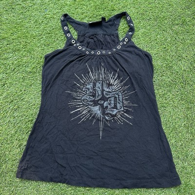 Vintage Harley Davidson Tank Top Womens Size Small Black Built In Bra Rivets