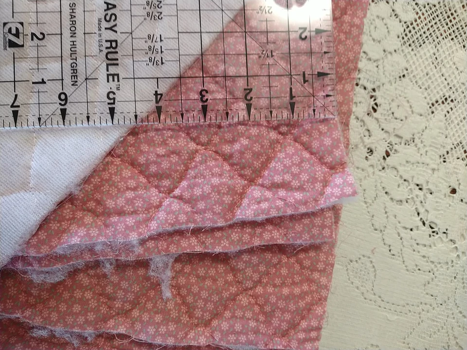 Lot of 7 Pre-Quilted Fabric Pieces Floral Dusty/Rose Pink Single Face 11" x 12" - Image 4 of 4