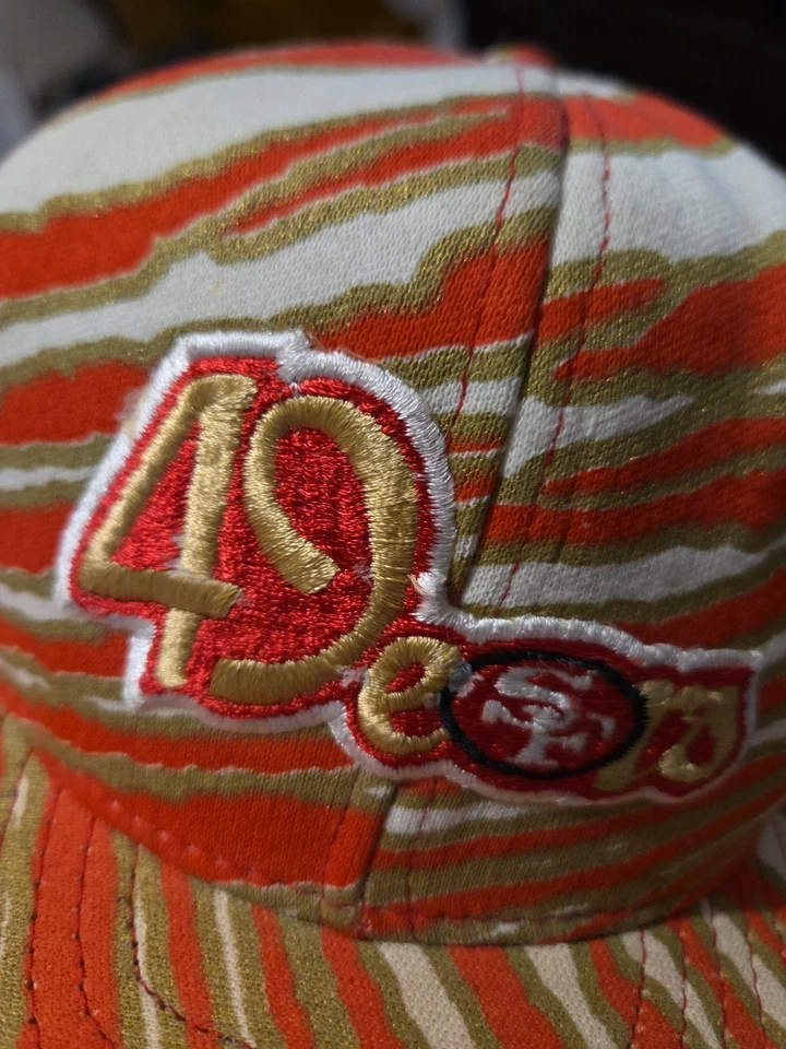 Vintage 80s Zubaz San Francisco 49ers NFL SnapBack Hat Cap AJD Made in the USA - Image 2 of 4