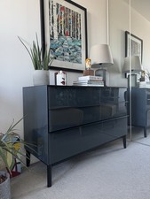 MADE.com Gloss Dark Grey 3-Drawer Chest of Drawers – Excellent Condition.