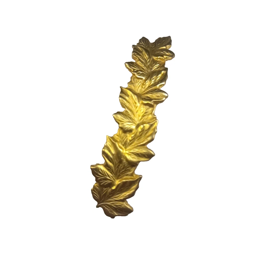 Hair Barrette Tension Clip Gold Tone Made In France Leaf Design Pageant Party - Image 3 of 4