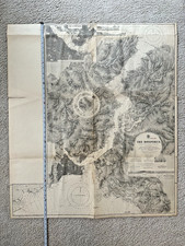 Enorme mappa turca vintage dell'Ammiragliato, dal mare di Marmara al Bosforo, stampata - anni 40-50