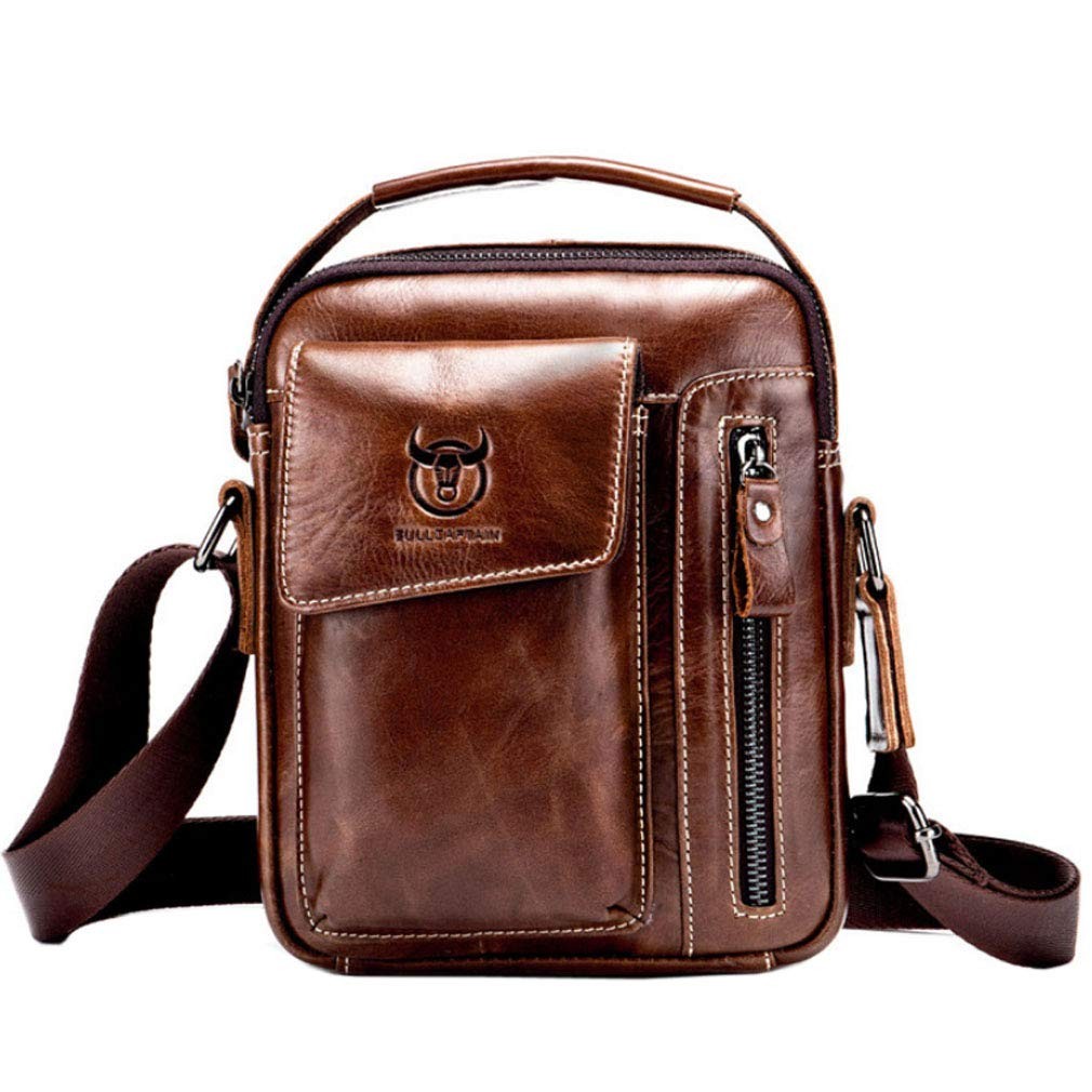 Compact Men's Leather Crossbody Bag for Travel Business & Outdoor Activities