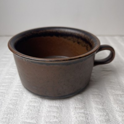 Vintage Arabia Finland Ruska Flat Coffee Mug Brown Black Speckle Rustic