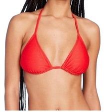 NWT Wild Fable Red Ribbed Textured Triangle Halter Bikini Top Size Small