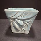 Vintage 1940’s McCoy Brand Light Blue Ceramic 4” Lily Pattern Jardiniere Planter