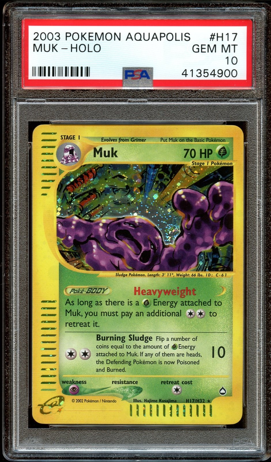 PSA 10 GEM MINT Muk H17/H32 HOLO RARE Aquapolis Pokemon Card