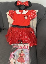Disney Minnie Mouse girl  s costume set. Red dress with headband. Size M 3T-4T.
