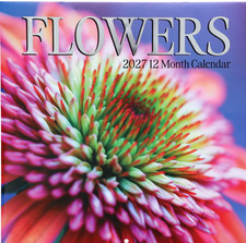Flowers 2027 Wall Calendar 12" X 24" open FAST DELIVERY