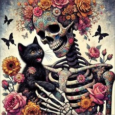 Skull Diamond Art Kits for Adults,5D Diamond Painting Kits for Beginner,DIY Roun