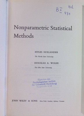 Nonparametric Statistical Methods. Probability & Mathematical Statistics S. Holl