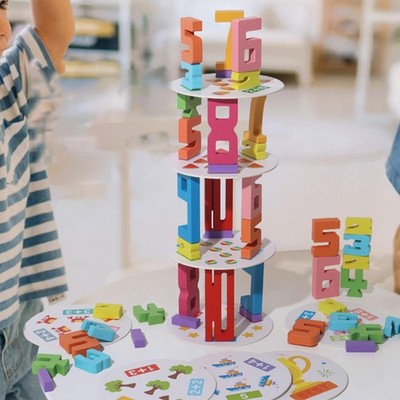 Holzbausteine Mathebausteine für Kinder Mathe Lernspielzeug
