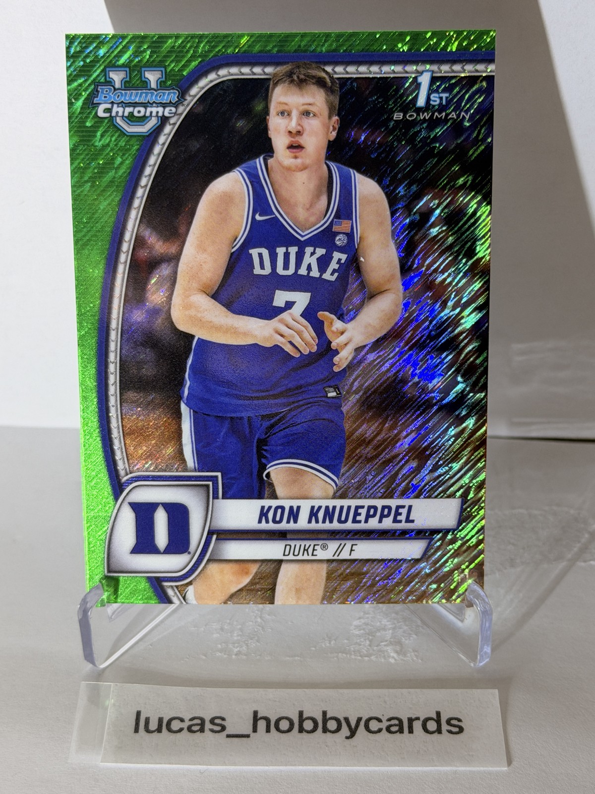 2024-25 Bowman University Chrome - Kon Knueppel #48 Green Shimmer Refractor (RC)