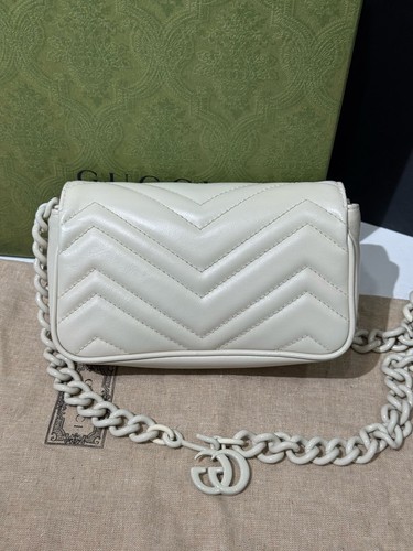 Gucci GG Marmont Mini Off-white V-quilted Leather Crossbody Shoulder Bag Duty Pa